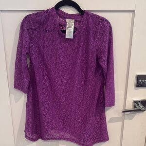 LOGO 7 Vibrant Purple Lace Top